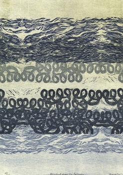 Judy Macklin
'Aberystwyth Dreams from Amsterdam' (front)
Woodcut 445mm x 315mm